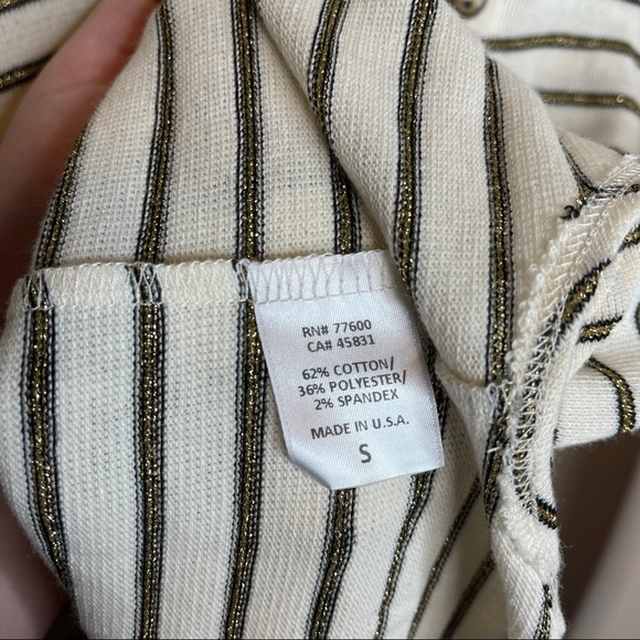 Chaser Metallic Striped Ribbed Long Sleeve Henley Top Size Small - Picture 5 of 5